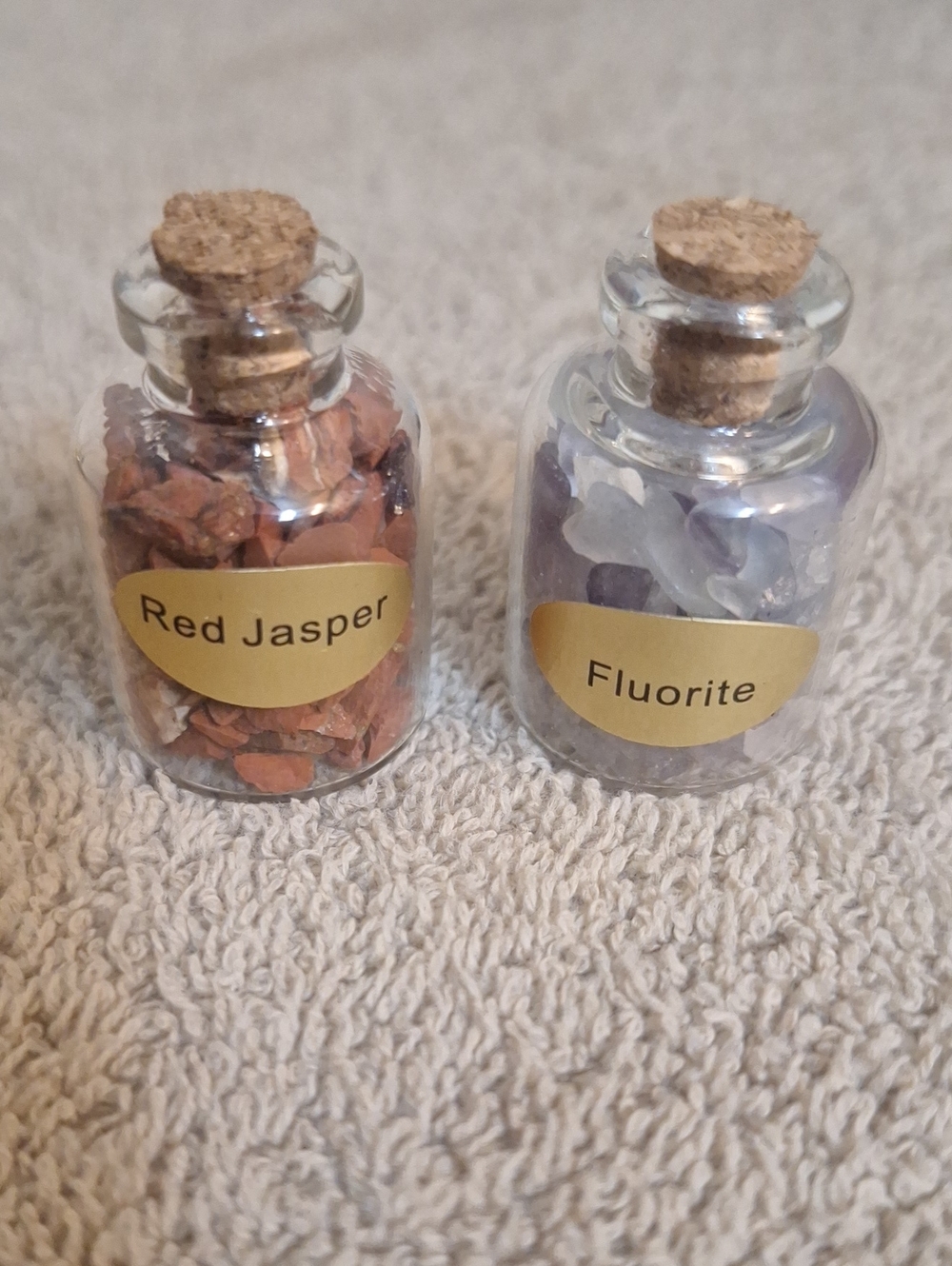 Red Jasper & Fluorite Mini Cork Bottles